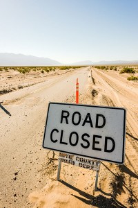 Road Closed sign in Death Valley