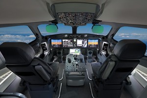 Photo of modern airplane flying on autopilot.
