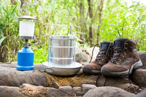 Photograph of hiking and camping equipment.