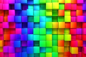 A rainbow of color blocks.